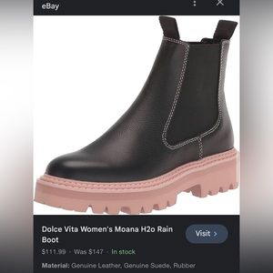 Brand new Dolce Vita womens Moana H20 rain boot in black and pink. Never worn